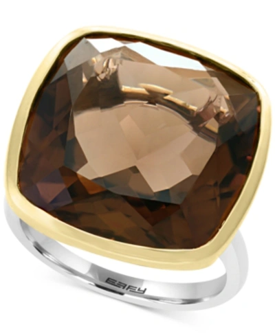 Effy Collection Effy Smoky Quartz (20-1/5 Ct. T.w.) Ring In Sterling Silver & 18k Gold