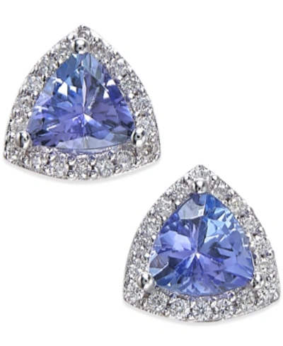 Effy Collection Effy Tanzanite (3/4 Ct. T.w.) And Diamond (1/8 Ct. T.w.) Stud Earrings In 14k White Gold