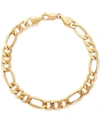 ITALIAN GOLD MEN'S FIGARO LINK BRACELET IN 10K GOLD