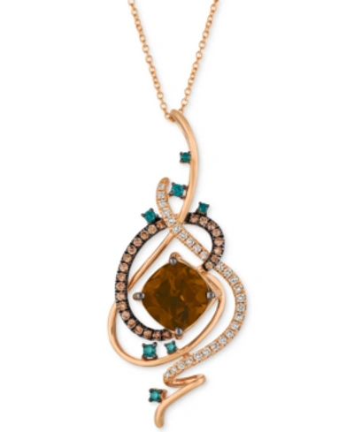 Le Vian Exotics Crazy Collection Chocolate Quartz (3-3/4 Ct. T.w.) & Diamond (3/4 Ct. T.w.) 18" Pendant Neck In Yellow Gold