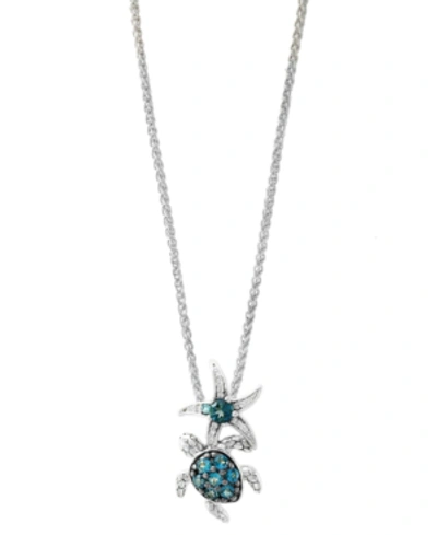 Effy Collection Effy Blue Topaz (9/10 Ct.t.w.) And Diamond Accent Pendant In Sterling Silver