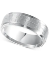 Triton Men's Hammered And Brush Finish Wedding Band In 14k White Gold In White Gold