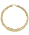 ITALIAN GOLD GRADUATED WIDE MESH NECKLACE IN 14K GOLD