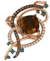Le Vian Exotics Crazy Collection Chocolate Quartz (3-3/4 Ct. T.w.) & Diamond (3/4 Ct. T.w.) Statement Ring I In Rose Gold