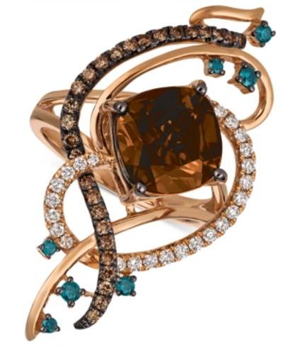 Le Vian Exotics Crazy Collection Chocolate Quartz (3-3/4 Ct. T.w.) & Diamond (3/4 Ct. T.w.) Statement Ring I In Rose Gold