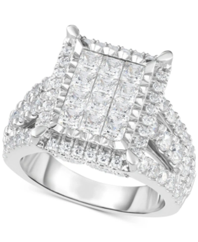 Trumiracle Diamond Square Halo Cluster Ring (3 Ct. T.w.) In 14k White Gold