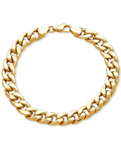 Italian Gold Men's Heavy Curb Link Bracelet (11.8mm) In 10k Gold In Yellow Gold