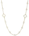 Effy Collection Pearl By Effy White Cultured Freshwater Pearl (6mm) 32" Statement Necklace In 14k Gold In White