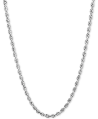 Italian Gold Diamond Cut Rope Chain 24" Necklace (3mm) In 14k White Gold