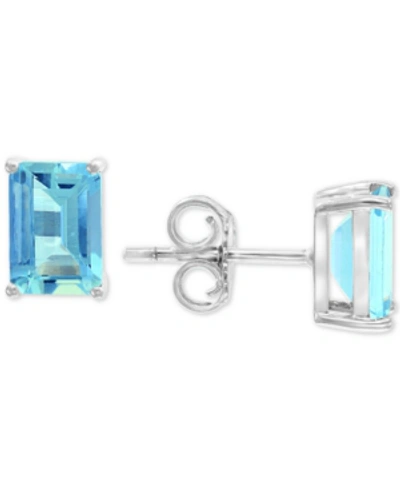 Effy Collection Effy Aquamarine Stud Earrings (1-9/10 Ct. T.w.) In 14k White Gold