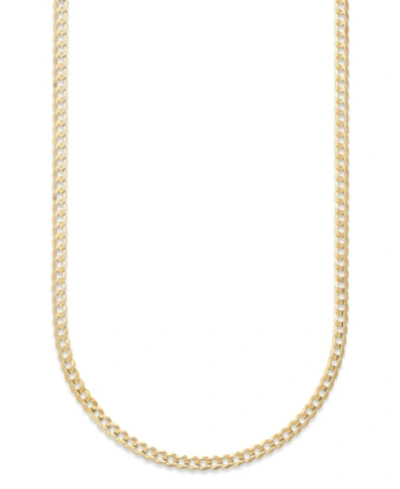 Italian Gold Curb Chain 22" Necklace (3-3/5mm) In Solid 14k Gold