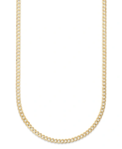 Italian Gold 22" Open Curb Link Chain Necklace (3-5/8mm) In Solid 14k Gold