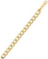 Italian Gold Men's Beveled Curb Link Chain Bracelet In 10k Gold In Gold