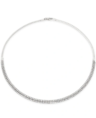 Inc International Concepts 16" Crystal Collar Necklace, Created For Macy's In Silver