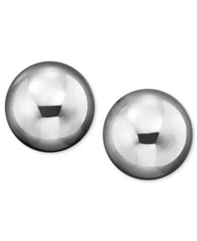 Italian Gold Gold Ball Stud Earrings (10mm) In 14k White, Yellow Or Rose Gold In White Gold