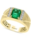 Effy Collection Effy Men's Emerald (1-3/8 Ct. T.w.) And Diamond Accent Ring In 14k Gold In Green