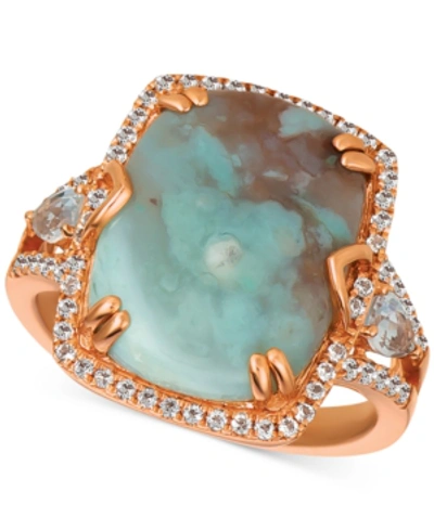 Le Vian Sky Aquaprase (16 X 12mm) & White Topaz (5/8 Ct. T.w.) Ring In 14k Rose Gold, Created For Macy's