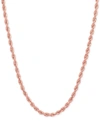 Italian Gold 14k Rose Gold Diamond-cut Rope Chain 20" Necklace (2-1/2mm) In Rose Gold