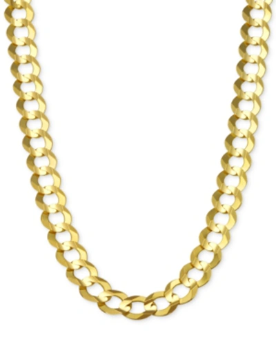 Italian Gold 20" Open Curb Link Chain Necklace (7mm) In Solid 14k Gold