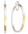 SIMONE I. SMITH PLATINUM, 18K ROSE GOLD AND 18K GOLD OVER STERLING SILVER EARRINGS, EXTRA-LARGE TRI-COLOR HOOP EARRI
