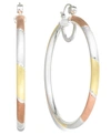 Simone I. Smith Platinum, 18k Rose Gold And 18k Gold Over Sterling Silver Earrings, Extra-large Tri-color Hoop Earri In No Color