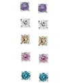 GIANI BERNINI STERLING SILVER EARRING SET, MULTICOLOR CUBIC ZIRCONIA FIVE STUD EARRING SET (1 CT. T.W.)