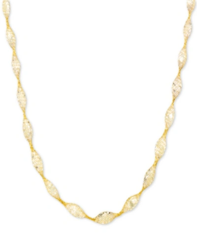 Italian Gold Cubic Zirconia Mesh Link 18" Collar Necklace In 14k Gold In Yellow Gold
