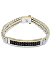 EFFY COLLECTION EFFY MEN'S BLACK SAPPHIRE BRACELET (4-1/5 CT. T.W.) IN STERLING SILVER AND 18K GOLD-PLATE