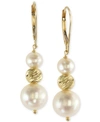 Effy Collection Effy Cultured Freshwater Pearl Drop Earrings In 14k Gold (5-1/2mm And 11mm) In White