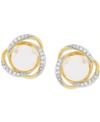 HONORA CULTURED FRESHWATER PEARL (7MM) & DIAMOND (1/8 CT. T.W.) STUD EARRINGS IN 14K GOLD