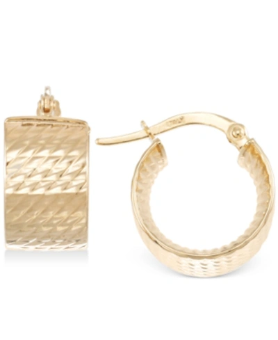 Italian Gold Textured Chunky Hoop Earrings In 14k Gold In Yellow Gold