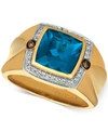 Le Vian Gents Men's London Blue Topaz (4-1/8 Ct. T.w.) & Diamond (1/5 Ct. T.w.) Ring In 14k Gold In Gold