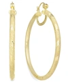 SIMONE I. SMITH 18K GOLD OVER STERLING SILVER EARRINGS, LASER AND DIAMOND-CUT EXTRA LARGE HOOP EARRINGS