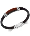 Effy Collection Effy Men's Tiger's Eye Brown Leather Bracelet In Sterling Silver In Brown