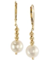 Effy Collection Effy Cultured Freshwater Pearl Drop Earrings In 14k Gold (8-1/2mm) In White