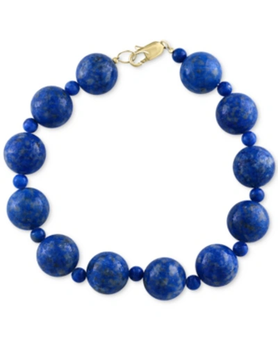 Effy Collection Effy Lapis Lazuli (4 & 12mm) Beaded Bracelet In 14k Gold In Yellow Gold