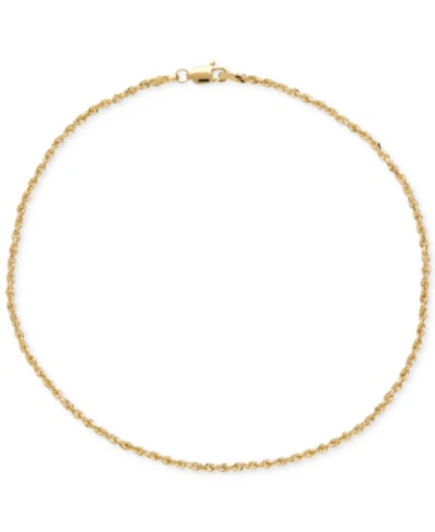 Italian Gold Fine Rope Ankle Bracelet In 14k Gold In Yellow Gold