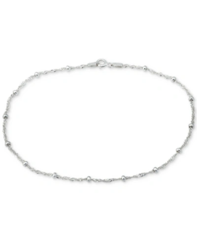 Giani Bernini Sterling Silver Ankle Bracelet, Small Beaded Singapore Chain, Created For Macy's