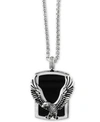 Effy Collection Effy Men's Onyx (31 X 20mm) Eagle Pendant Necklace In Sterling Silver In Black