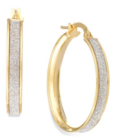 Italian Gold Glitter Hoop Earrings In 14k Gold (20mm) In Yellow Gold