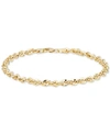 ITALIAN GOLD DIAMOND CUT ROPE, 7-1/2" CHAIN BRACELET (3-3/4MM) IN 14K GOLD, MADE IN ITALY