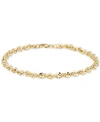 Italian Gold Diamond Cut Rope, 7-1/2" Chain Bracelet (3-3/4mm) In 14k Gold, Made In Italy In Yellow Gold