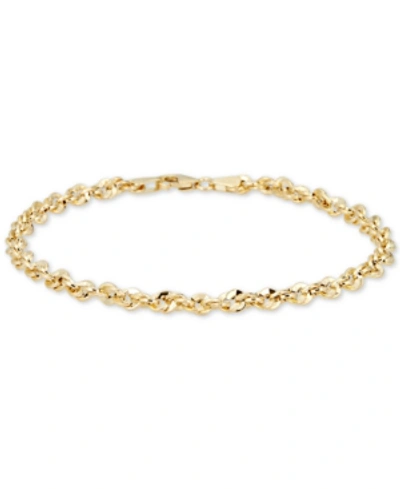 Italian Gold Diamond Cut Rope, 7-1/2" Chain Bracelet (3-3/4mm) In 14k Gold, Made In Italy In Yellow Gold