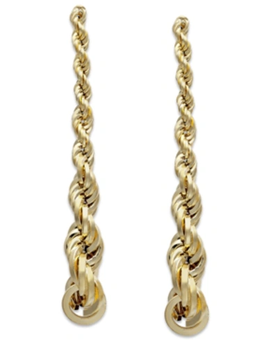 Italian Gold Graduated Rope Linear Earrings In 14k Gold, 1 1/2 Inch In Yellow Gold