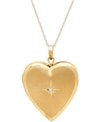 Italian Gold Diamond Accent Heart Locket Pendant Necklace In 10k Gold In Gold