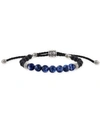 Esquire Men's Jewelry Sodalite (8mm) & Onyx (6mm) Corded Bolo Bracelet In Sterling Silver, Created For Macy's In Silver