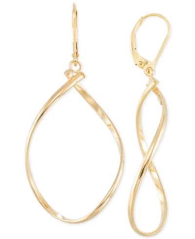 Italian Gold Polished Twist Illusion Drop Earrings In 14k Gold In Yellow Gold