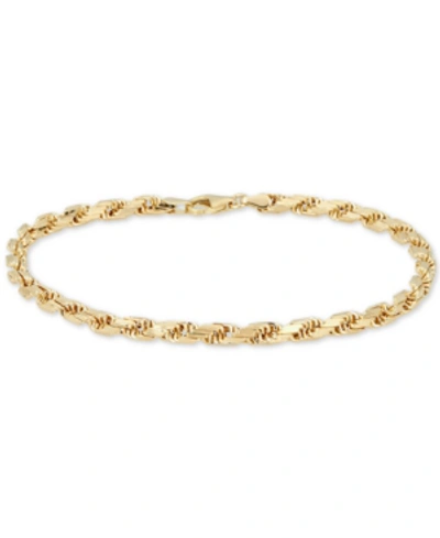 Italian Gold Diamond Cut Rope Chain Bracelet (4mm) In 14k Gold, Made In Italy In Yellow Gold