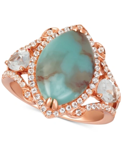 Le Vian Sky Aquaprase (15 X 10mm) & White Topaz (1-1/6 Ct. T.w.) Statement Ring In 14k Rose Gold, Created Fo