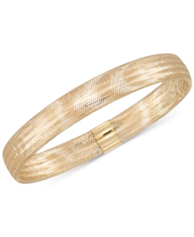 Italian Gold Stretch Bangle Bracelet In 14k Yellow, White Or Rose Gold, Made In Italy In Yellow Gold
